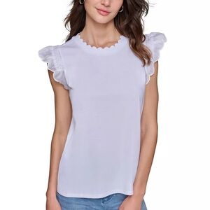 KARL LAGERFELD PARIS Ruffle-Trim Sleeveless Top